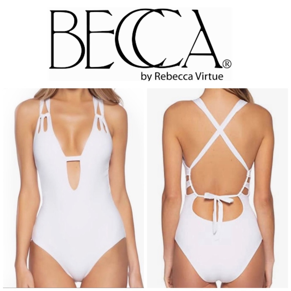 NEW BECCA Skylar Color Code Plunge One Piece Swimsuit